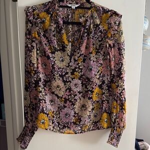 BB Dakota Pink and Yellow Ruffled Blouse
